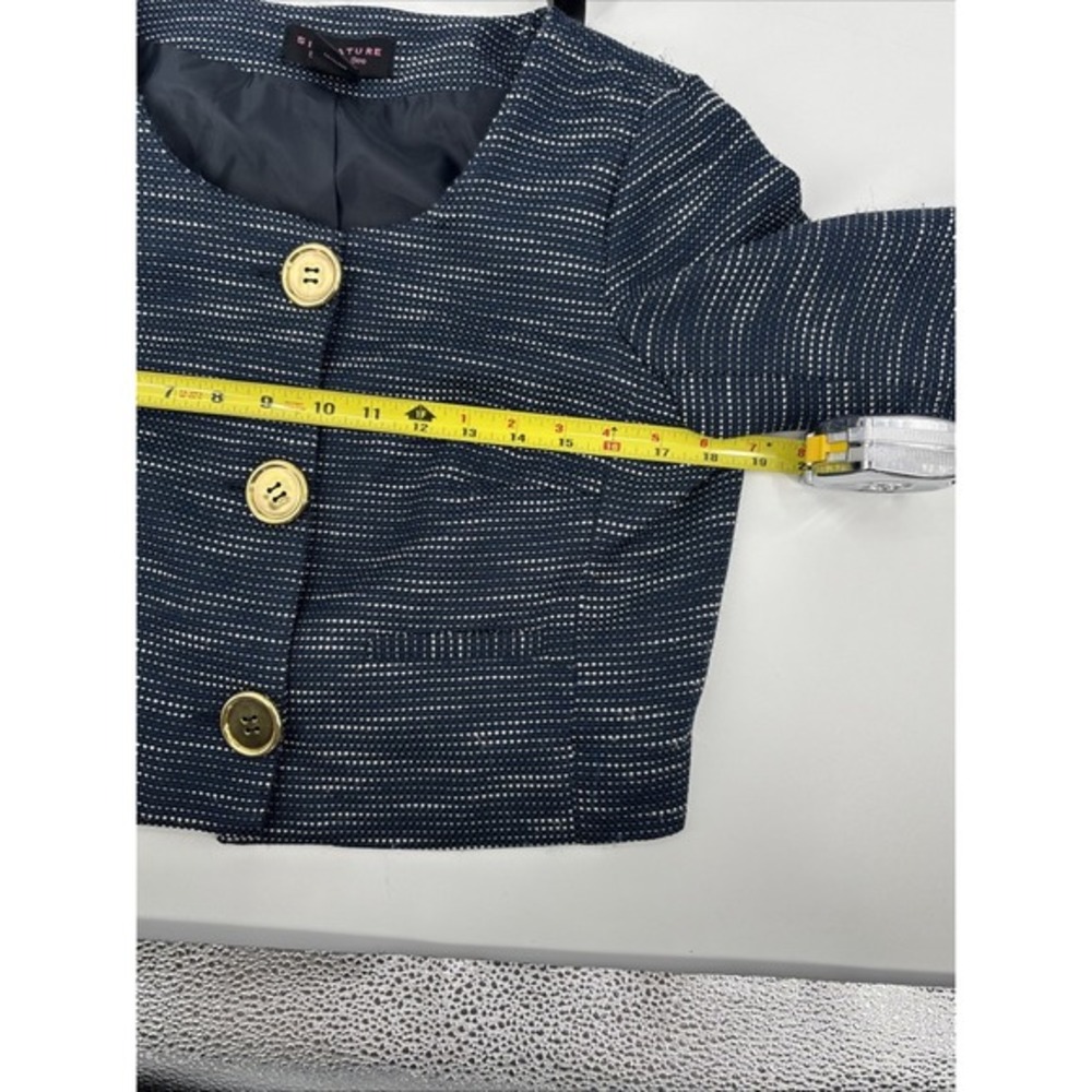 Vintage Robbie Bee Cropped Tweed blazer Women's Size 8 Navy Gold Button Bouclé - Picture 7 of 8